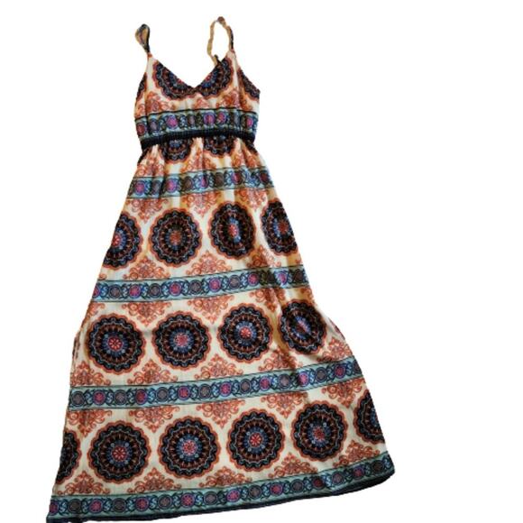 Umgee Babydoll Maxi Dress Womens Size Small Empire Waist Boho Fairy Medallion - Picture 2 of 8